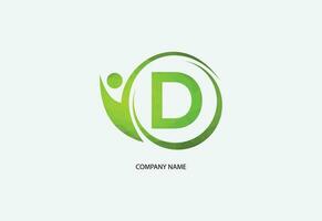 Low poly human with letter D logo design concept template vector