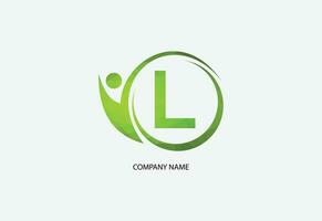 Low poly human with letter L logo design concept template vector