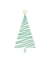 Merry Christmas tree outline greeting card vector illustration design. Greeting card. Xmas tree.