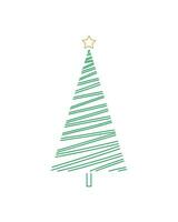 Merry Christmas tree outline greeting card vector illustration design. Greeting card. Xmas tree.