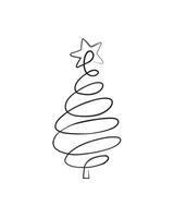 Merry Christmas tree outline greeting card vector illustration design. Greeting card. Xmas tree.