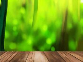 Wooden table on bamboo plant background ai generated photo