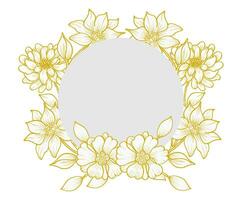 Hand Drawn Gold Dahlia Flower Wreath vector
