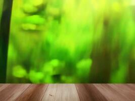 Wooden table on bamboo plant background ai generated photo