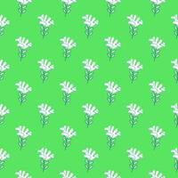 Cute unusual flower and cloud seamless pattern. Simple stylized flowers background. vector