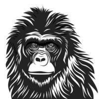 black and white chimpanzee illustration design on a white background vector