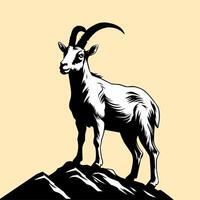 Illustration design of a goat on a hill with a cream background vector