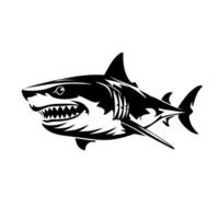 Black and white shark illustration design with white background vector