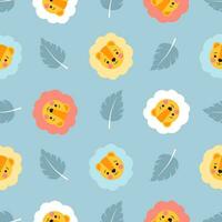 Cute lion pattern. Childish seamless print with cute little animals heads for kids textile, wrapping paper, wallpaper, apparel. Vector illustration