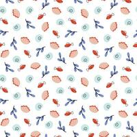 Cute summer marine print with colorful seashells on white background. Funny vector seamless pattern with coral reef shells for kids textile, apparel, wrapping paper