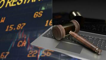 The hammer on notebook and chart Business Background  for law concept 3d rendering photo