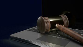 The hammer on notebook for law concept 3d rendering photo