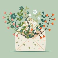 love envelop floral design vector