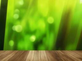 Wooden table on bamboo plant background ai generated photo