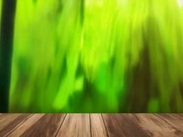 Wooden table on bamboo plant background ai generated photo