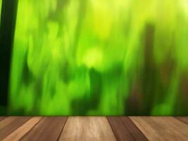 Wooden table on bamboo plant background ai generated photo