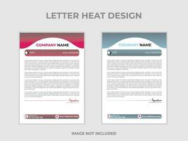 Clean and professional corporate company business letterhead template design with color variation bundle with 2colors vector