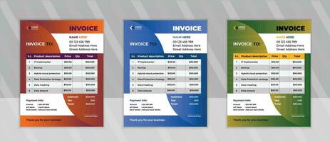 Minimal Corporate Business Invoice design template vector illustration bill form price invoice. Creative invoice template vector.  business stationery design payment agreement design template