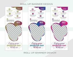 Business Roll up banner design with 3 colors vector