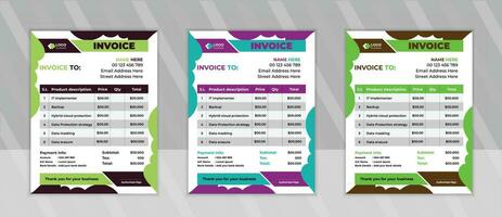 Minimal Corporate Business Invoice design template vector illustration bill form price invoice. Creative invoice template vector.  business stationery design payment agreement design template