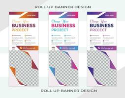 Business Roll up banner design with 3 colors vector