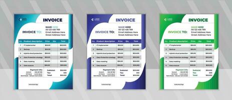 Minimal Corporate Business Invoice design template vector illustration bill form price invoice. Creative invoice template vector.  business stationery design payment agreement design template