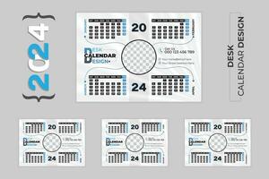 Creative new year date table 2024 desk calendar design template vector