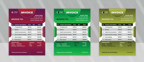 Minimal Corporate Business Invoice design template vector illustration bill form price invoice. Creative invoice template vector.  business stationery design payment agreement design template