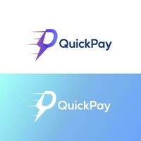 Fast Payment Digital Electronic Transaction Logo Symbol Icon. with a lightning concept and gradient colors vector