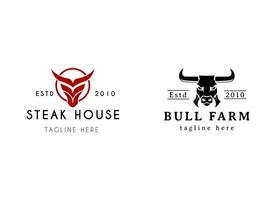 Premium steak house restaurant logo design vector