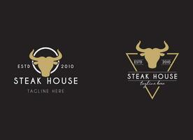 Premium steak house restaurant logo design vector