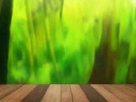 Wooden table on bamboo plant background ai generated photo