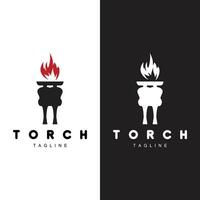 Torch Flame Logo Simple Vector Design Retro Illustrator Template