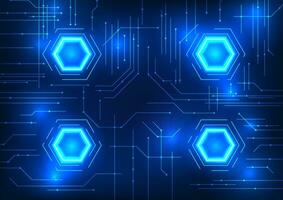 Abstract technology background Hexagonal shape combined with technological circuit lines. Emphasis on making the images modern and outstanding, suitable for work related to technology, posters vector