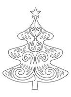 Navidad árbol con regalos. negro y blanco vector ilustración para colorante libro