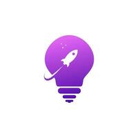 Rocket Lamp Logo Vector Design Template