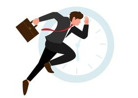 Businessman working on the background of a clock. Big. A person with goals achieves success and plans in time. Achieve the goal Time management life priorities Organize work correct direction vector