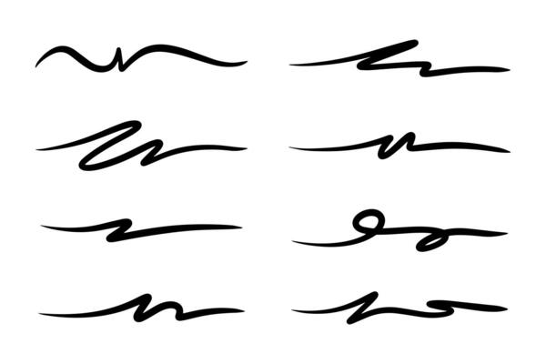 strokes, underlines, highlighter marker strokes, wave brush marks.