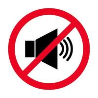 Forbidden sign with loudspeaker glyph vector flat icon. Indicating signal to noise ban. Speaker with prohibition sign. Silence, mute. illustration