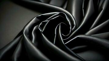 Black luxury fabric background with copy space 3d illustration. AI-Generated photo