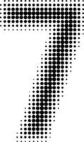 Halftone effect numbers. Dotted font  numbers 7 seven vector