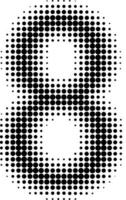 Halftone effect numbers. Dotted font  numbers 8 eight vector