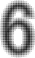 Halftone effect numbers. Dotted font  numbers 6 six vector