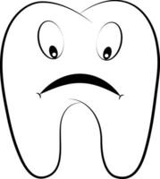 Cartoon teeth molars, emotions face tooth, comic smile anger fun vector