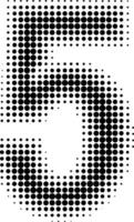 Halftone effect numbers. Dotted font  numbers 5 five vector