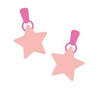 Pink earrings with stars isolated on white background. vector