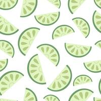 Green lime slices isolated on white background. Vector illustration.