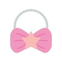 Pink girly bag with star and pearls isolated on white background vector