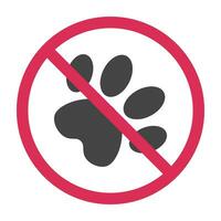 No pets sign iin red round frame. Vector illustration