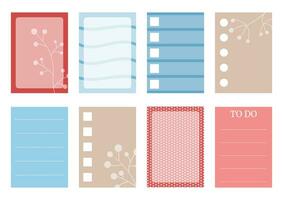Winter colorful weekly planner stickers set with berry branch silhouette for agenda, notebook, diary. A5 format. vector